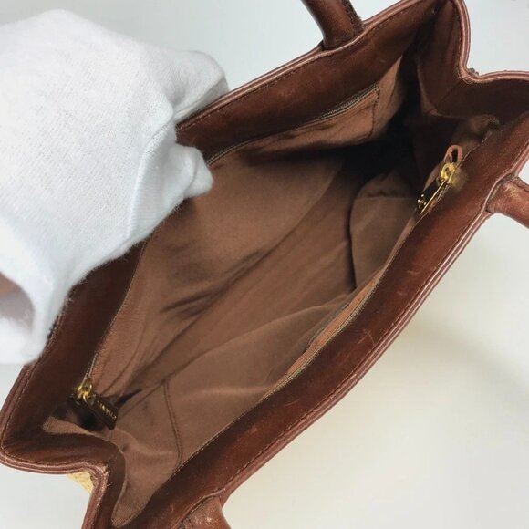 CHANEL CC CC Mark logo Bag Shoulder Bag Tote Bag Raffia / Leather Beige/Brown - Picture 7 of 15